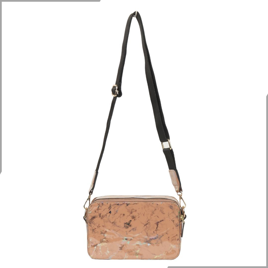 Aegte Latte Cream Marble Solid Box Crossbody Shoulder Bag with Detachable Broad Belt (7880090386645)