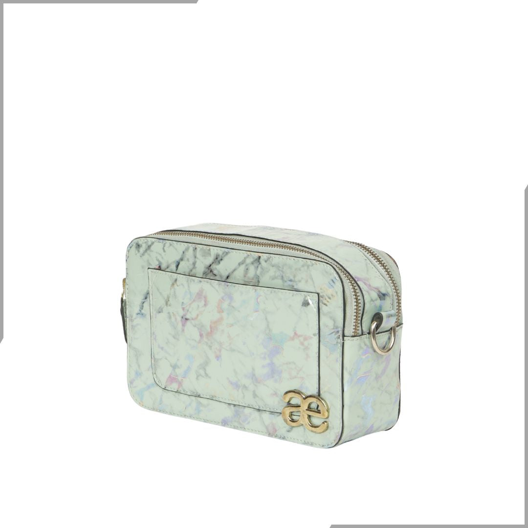 Aegte Aquamarine Marble  Solid Box Crossbody Shoulder Bag with Detachable Broad Belt (7880083505365)