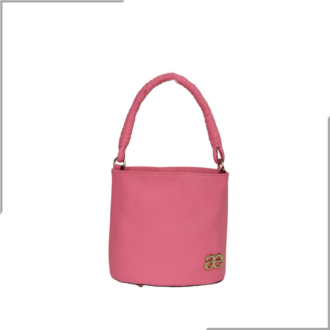 Aegte Croco Maroon Bucket Handbag with handwoven Cuff Hold & Long Sling Carry Belt (7870746329301)