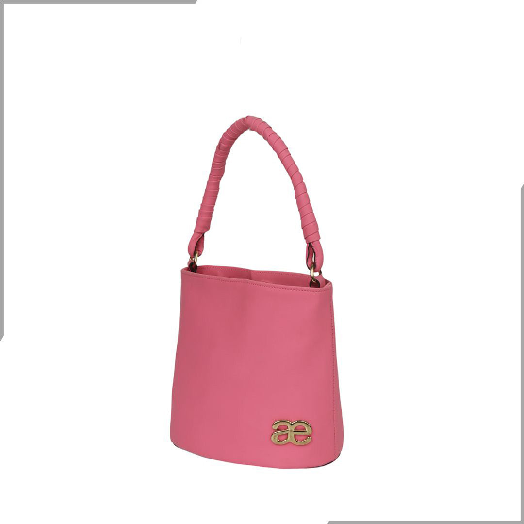 Aegte Croco Maroon Bucket Handbag with handwoven Cuff Hold & Long Sling Carry Belt (7870746329301)