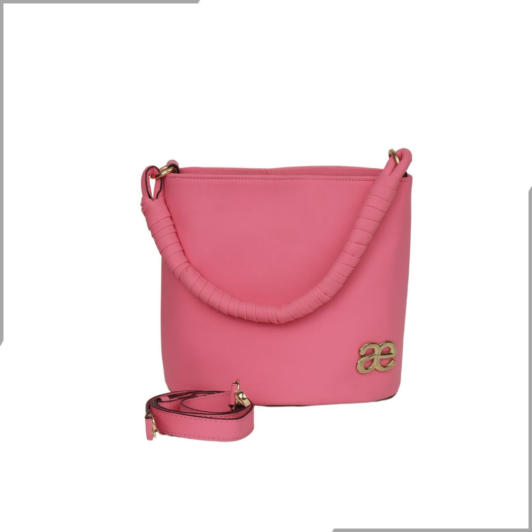 Aegte Snow White Bucket Handbag with handwoven Cuff Hold & Long Sling Carry Belt (7854060241109)