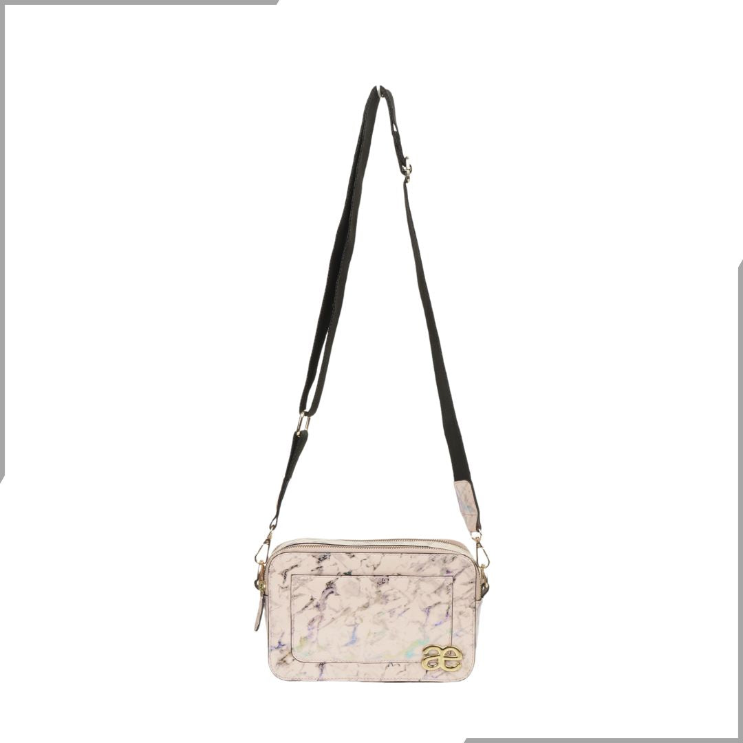 Aegte Latte Cream Marble Solid Box Crossbody Shoulder Bag with Detachable Broad Belt (7880090386645)