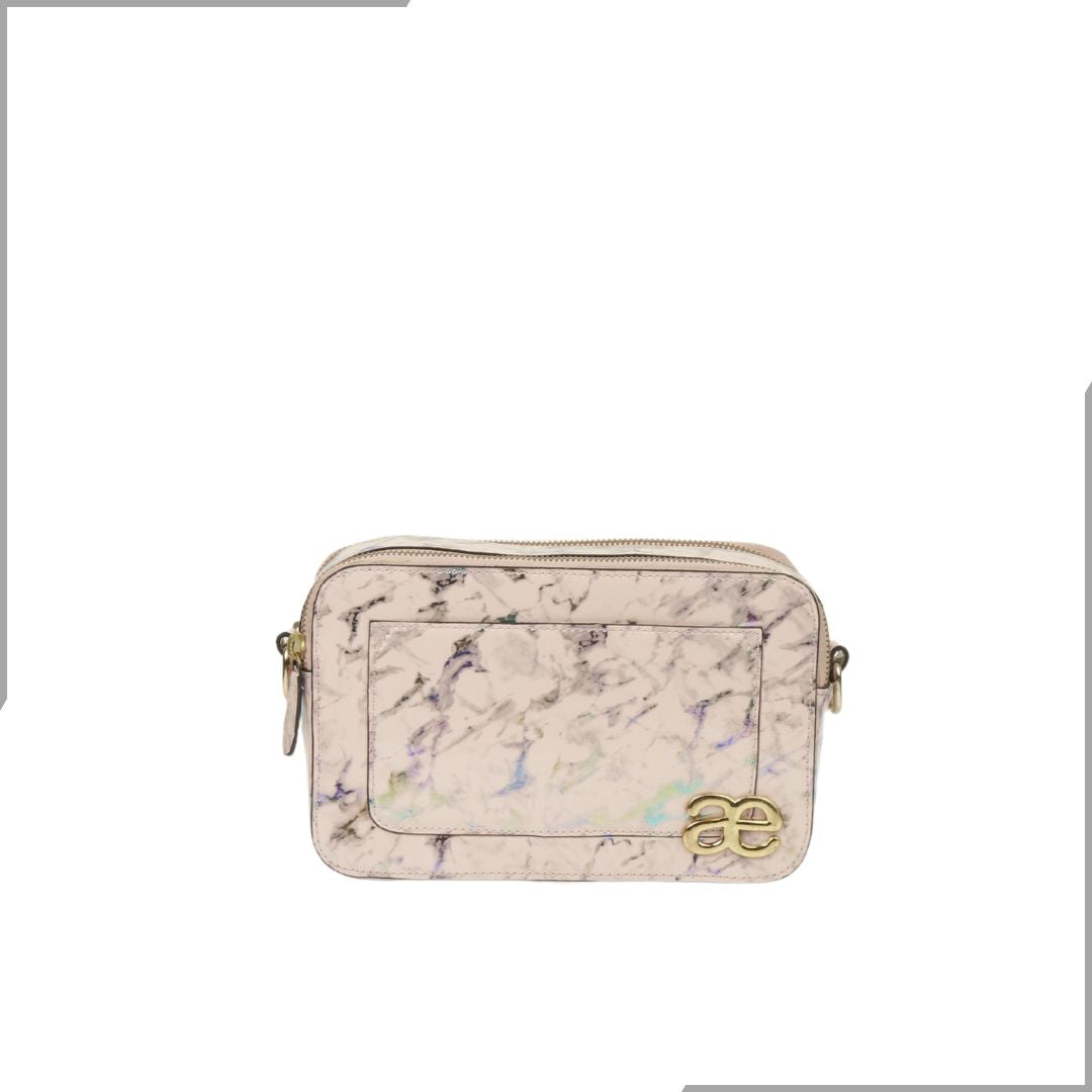 Aegte Latte Cream Marble Solid Box Crossbody Shoulder Bag with