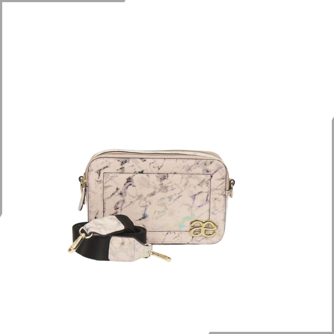 Aegte Latte Cream Marble Solid Box Crossbody Shoulder Bag with Detachable Broad Belt (7880090386645)