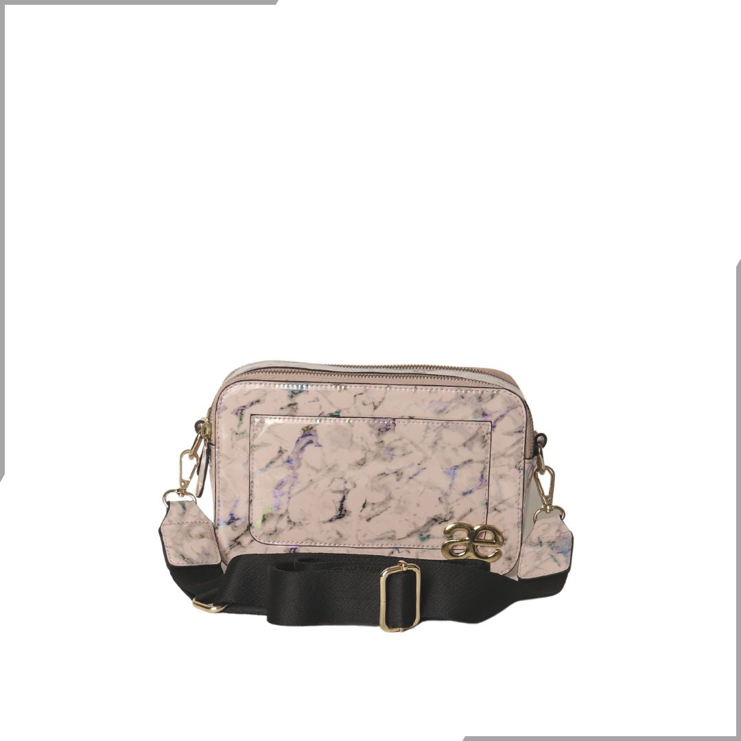 Aegte Latte Cream Marble Solid Box Crossbody Shoulder Bag with