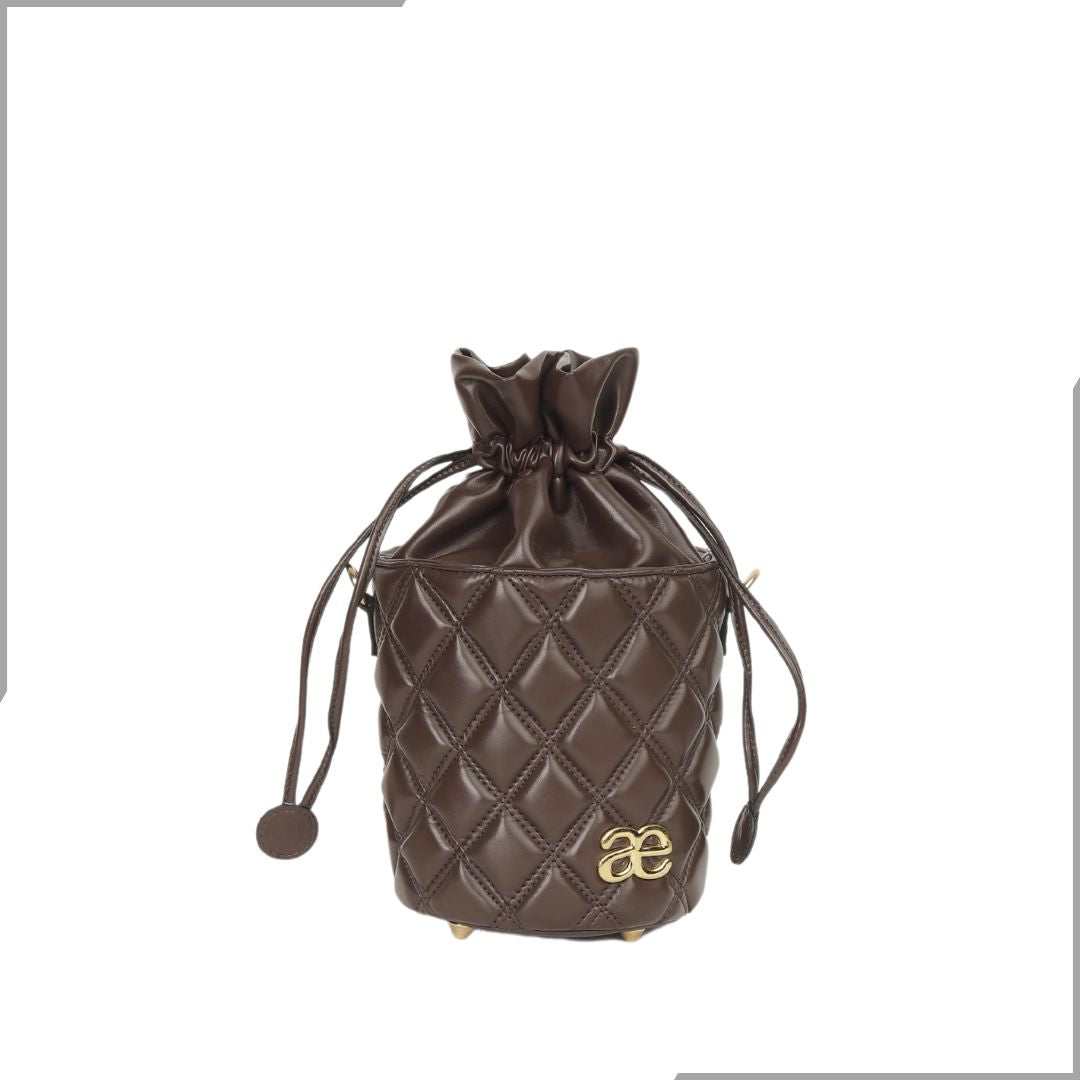 Aegte Quilted Trendy Tan Drawstring Potli Bag (7923307675861)
