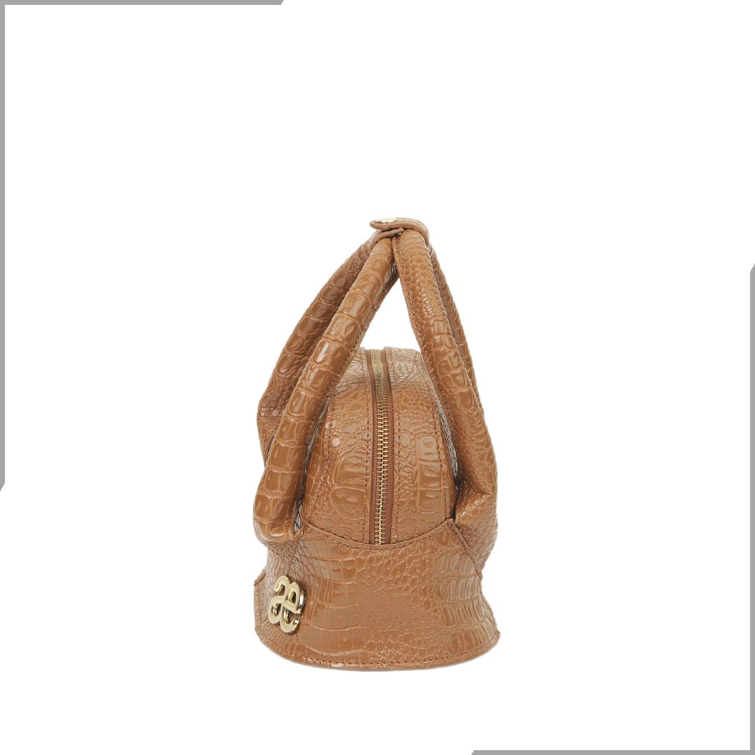Aegte Carry it in Style Croco Tan Brown Leather Bag with Detachable Sling Strap (7923289587925)