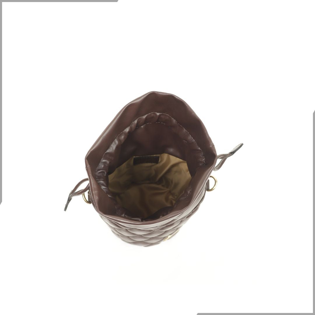 Aegte Quilted Trendy Tan Drawstring Potli Bag (7923307675861)