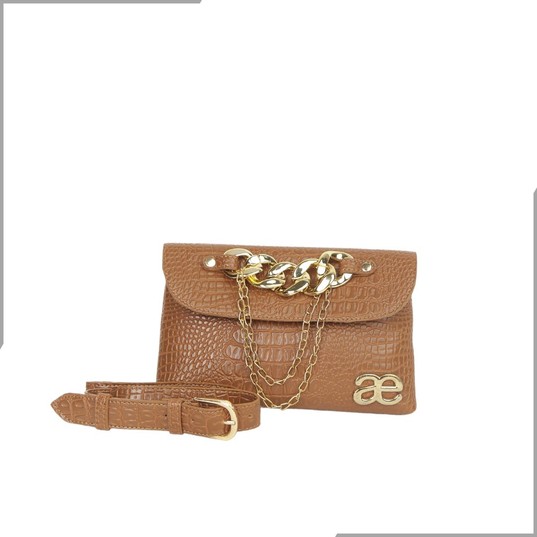 Aegte Croco Brown Waist Belt Bag (7895833411797)