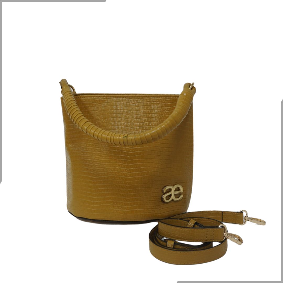 Aegte Croco Maroon Bucket Handbag with handwoven Cuff Hold & Long Sling Carry Belt (7870746329301)