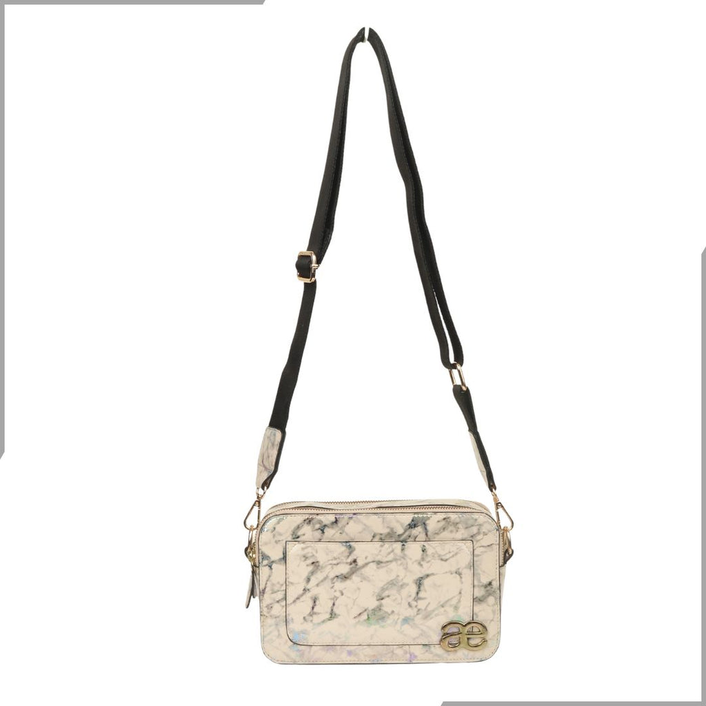 Aegte Latte Cream Marble Solid Box Crossbody Shoulder Bag with Detachable Broad Belt (7880090386645)