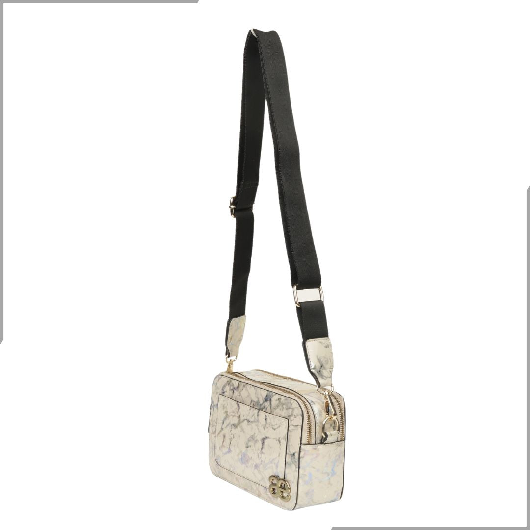 Aegte Latte Cream Marble Solid Box Crossbody Shoulder Bag with Detachable Broad Belt (7880090386645)