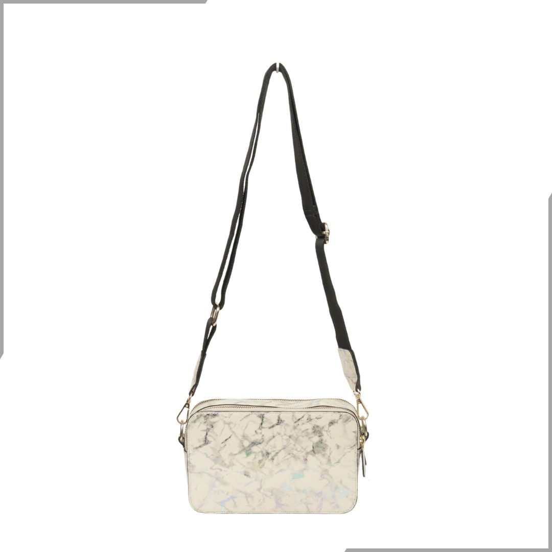 Aegte Latte Cream Marble Solid Box Crossbody Shoulder Bag with
