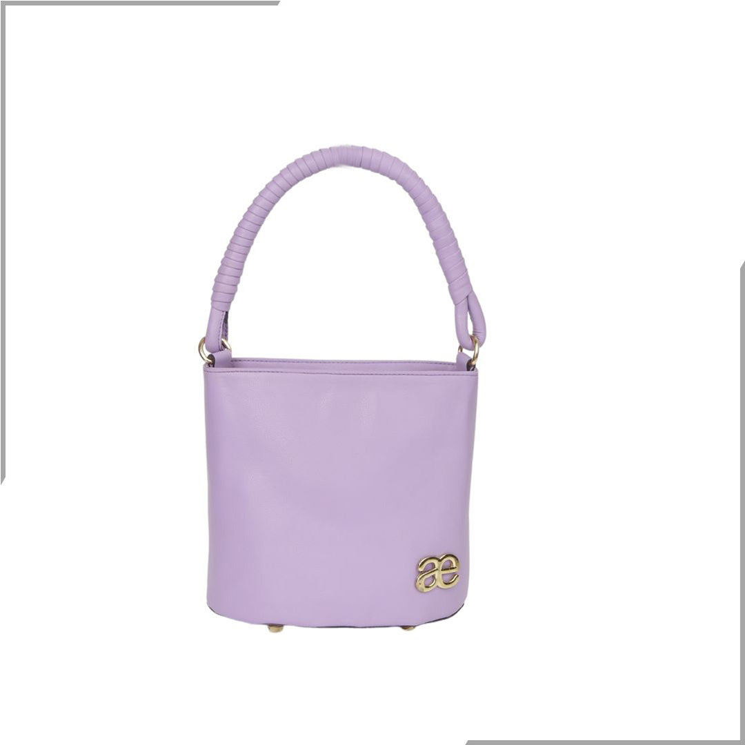 Aegte Love for Lavender Bucket Handbag with handwoven Cuff Hold & Long Sling Carry Belt (7854068596949)
