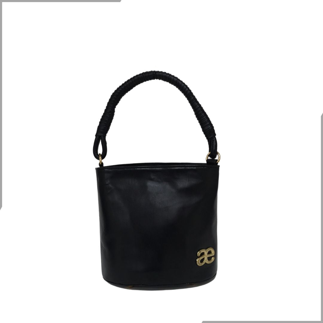 Aegte Silk Black Handbag with handwoven Cuff Hold & Long Sling Carry Belt (7854056964309)