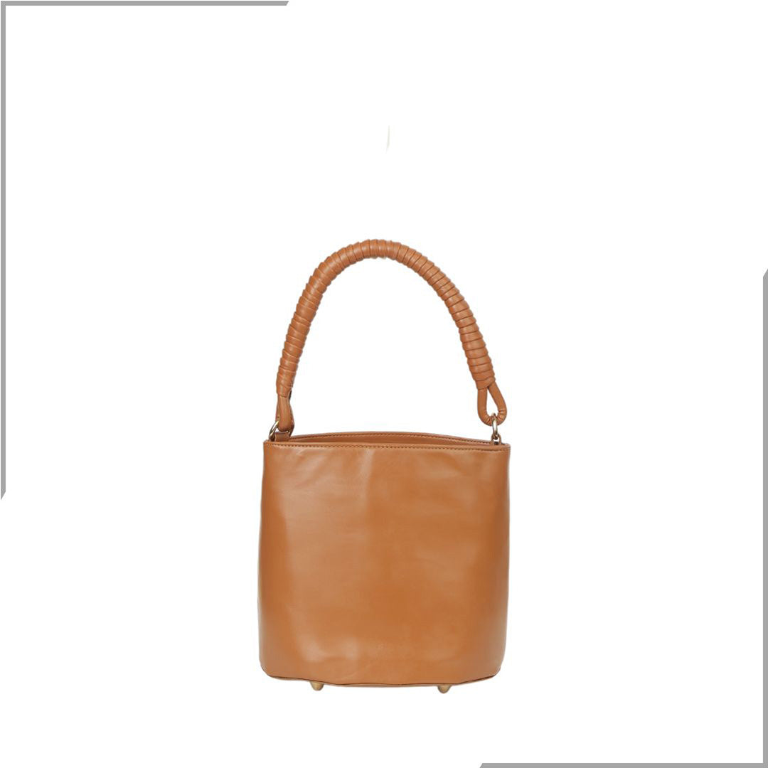 Aegte Croco Maroon Bucket Handbag with handwoven Cuff Hold & Long Sling Carry Belt (7870746329301)