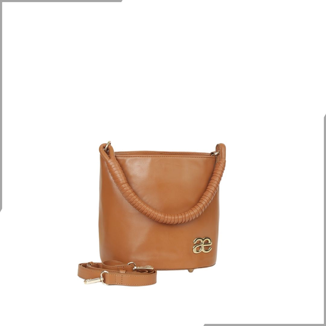 Aegte Croco Maroon Bucket Handbag with handwoven Cuff Hold & Long Sling Carry Belt (7870746329301)