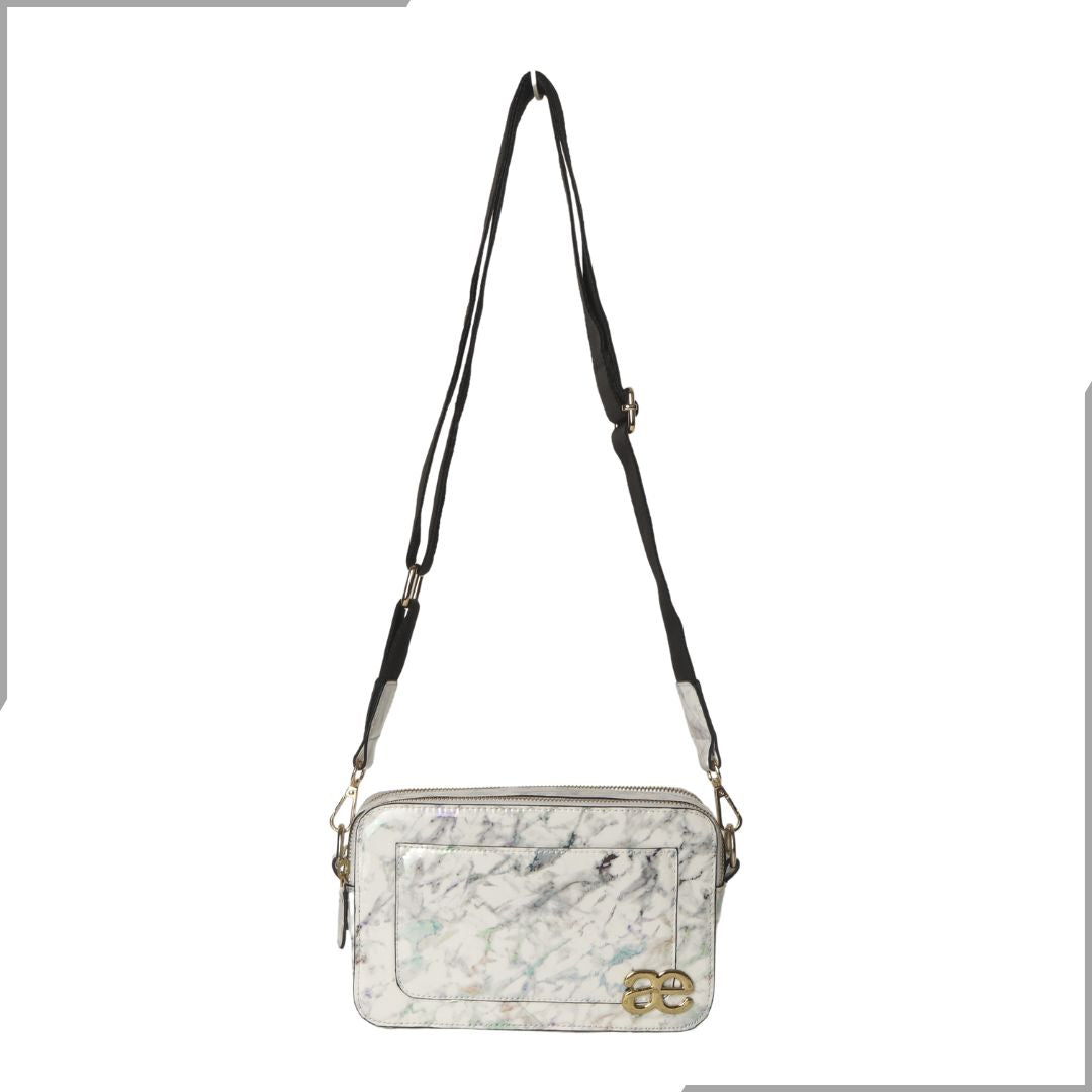 Aegte Latte Cream Marble Solid Box Crossbody Shoulder Bag with Detachable Broad Belt (7880090386645)