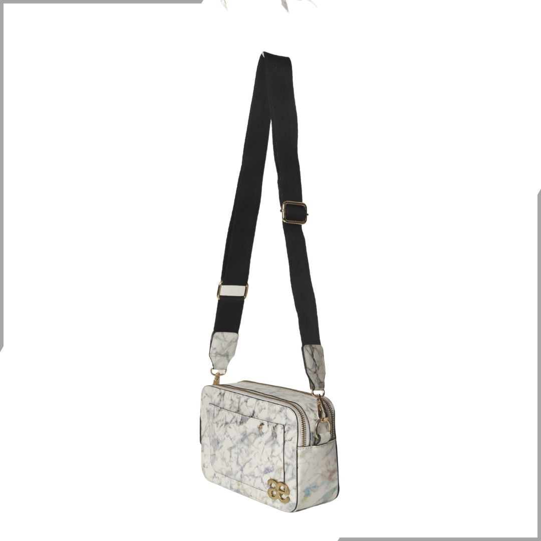 Aegte Latte Cream Marble Solid Box Crossbody Shoulder Bag with Detachable Broad Belt (7880090386645)