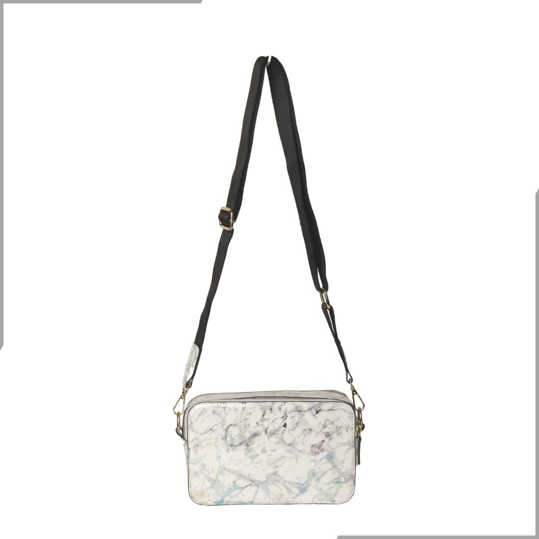 Aegte Latte Cream Marble Solid Box Crossbody Shoulder Bag with Detachable Broad Belt (7880090386645)