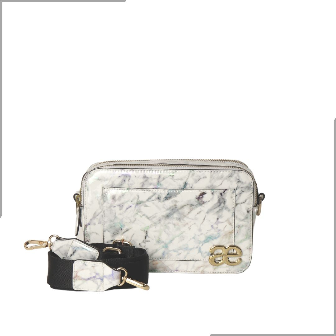 Aegte Latte Cream Marble Solid Box Crossbody Shoulder Bag with Detachable Broad Belt (7880090386645)