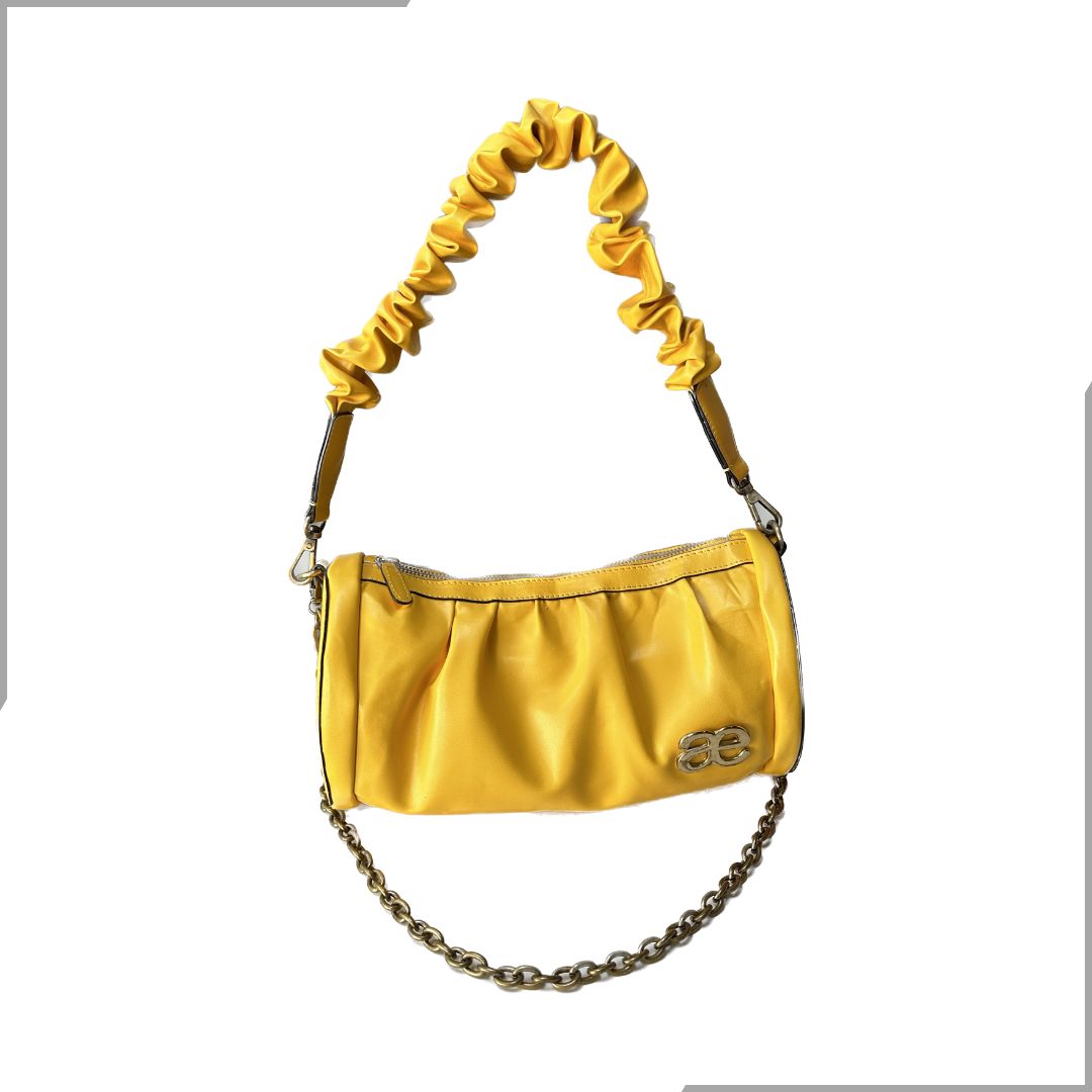 Aegte Irish Black Zebra Printed Pleated Duffle Bag with detachable Ruffled Handle and Long Chain Carry (7933357162709)